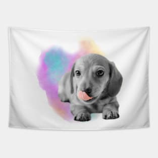 Dachshund Puppy Watercolor Tapestry