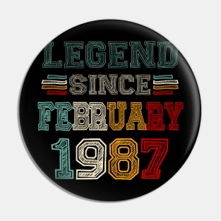 36 Years Old Legend Since February 1987 36th Birthday Pin