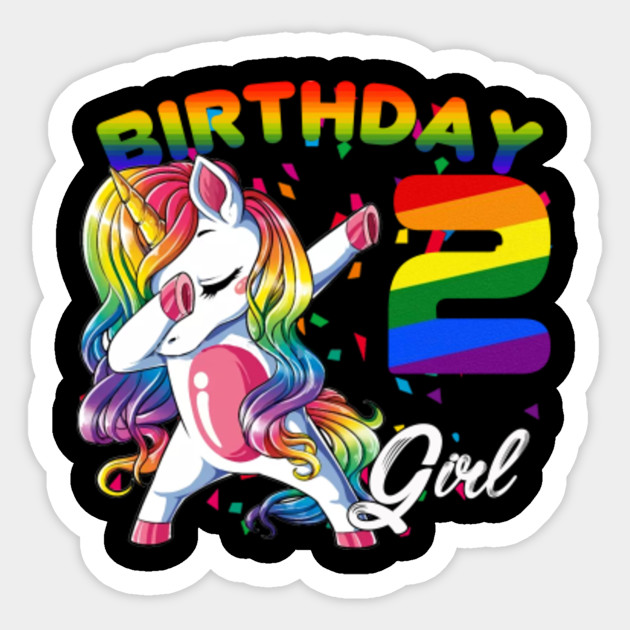 Beautiful Unicorn Girl Rainbow 2nd Birthday Gift Idea Unicorn Girl Rainbow 2nd Birthday Sticker Teepublic
