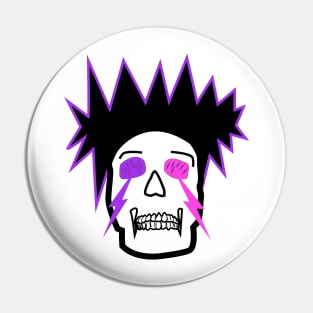 Punk pink & purple skull with lightning eyes Pin