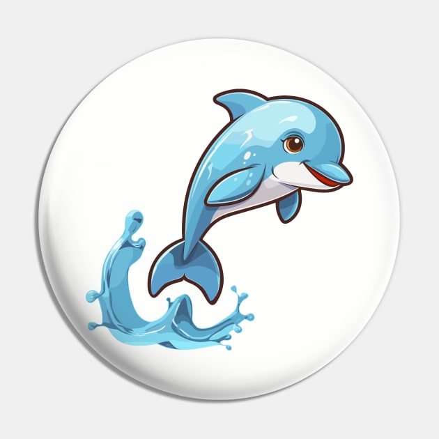 Cartoon Cute Kawaii Adorable Dolphin Pin by SimplyIdeas