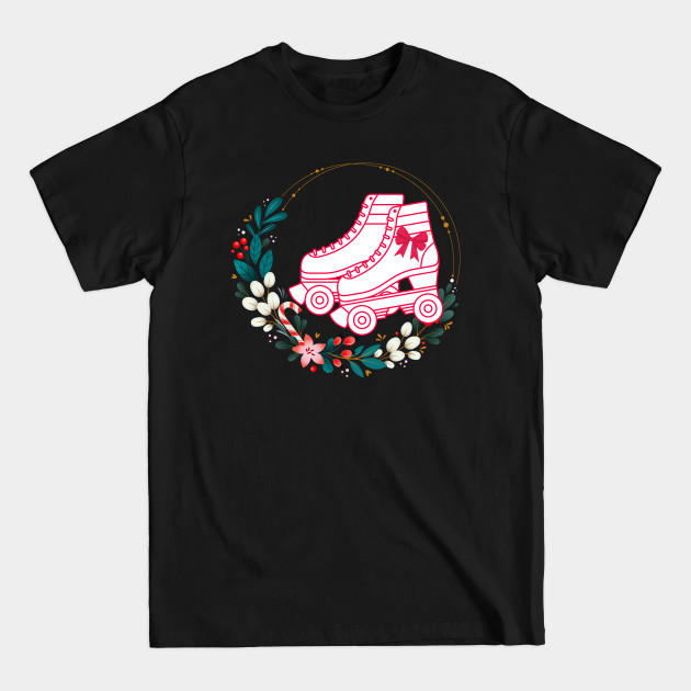 Discover Christmas Wreath with Roller Skates and Bow - Roller Skates - T-Shirt