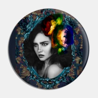 LGTB Tribute Flower Rainbow Realistic Artwork Pin