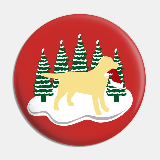 Yellow Labrador Snow and Christmas Pin by HappyLabradors