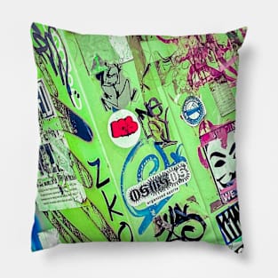 Green Graffiti Street Art Sticker Tag NYC Pillow