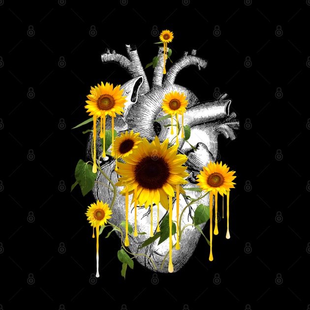 Sunflowers Heart Human Anatomy by Collagedream