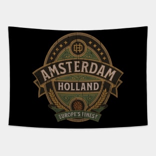 Amsterdam vintage holland retro label beer distressed Tapestry