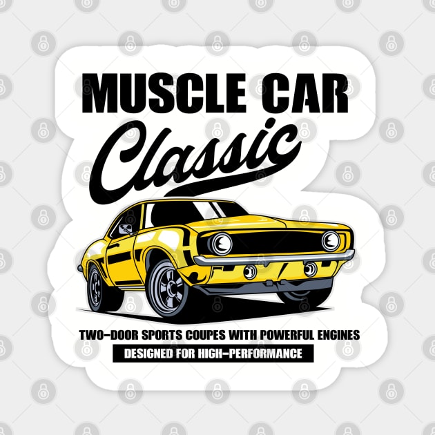 MUSCLE CAR CLASSIC CARTOON Magnet by beanbeardy