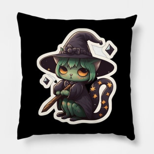 Cute little witchy cat Pillow