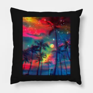 Rainbow Palm Trees Pillow