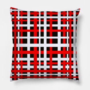 Interlocking Stripes Black White Red Pillow