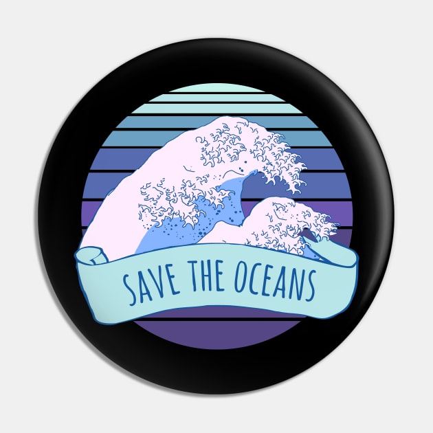 Aesthetic Save the oceans Wholesome Great Wave Pin by FandomizedRose