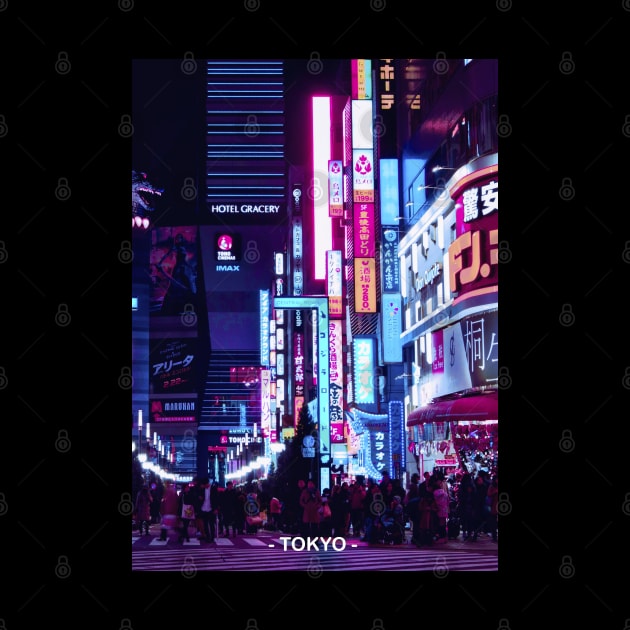 Tokyo Street Neon Synthwave by JeffDesign