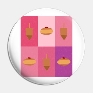 D&amp;D - Doughnuts and Dreidels Pink Grid Pin