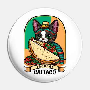 Tacocat Cattaco Cinco De Mayo Funny Cat Lover Mexican Fiesta Pin