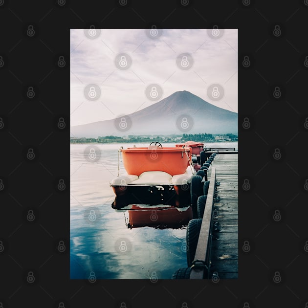 Paddleboats Tied to Wooden Pier in Early Morning Light by visualspectrum