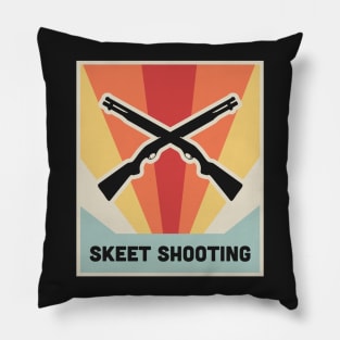 Vintage Style Shotgun Skeet Shooting Poster Pillow