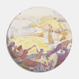 In the Time of Harmony - The Joy of Life - Sunday by the Sea by Paul Signac Pin