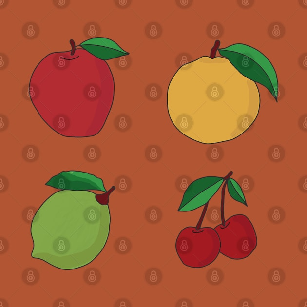 Apple, Orange, Lemon and Cherry Fruits by DiegoCarvalho