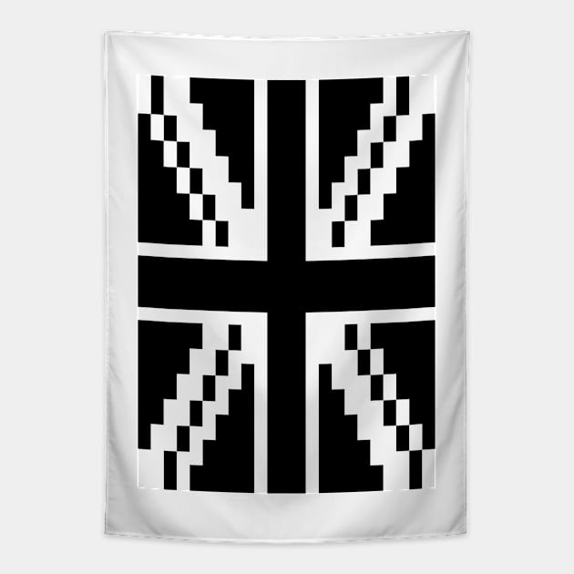 UK Flag - Pixel Art BW Tapestry by outofthepixel