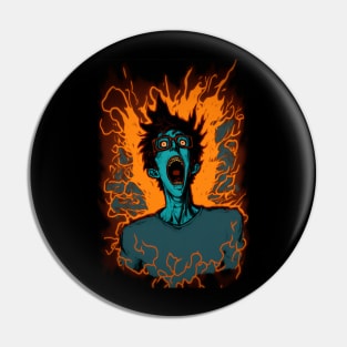 Anime Demon Nerd on Fire Pin