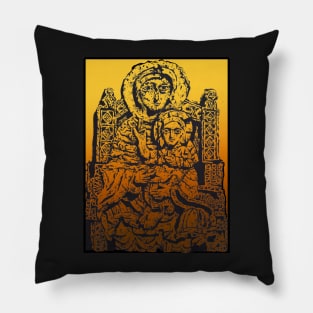 MADONNA AND CHILD DRAWING STONE SCULPTURE Pillow