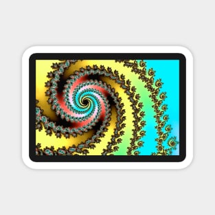 Funky Spiral Pastel Rainbow Fractal Magnet