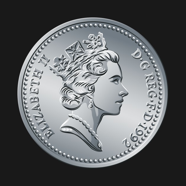 British coin 10 pence with Queen Elizabeth II by kavalenkava