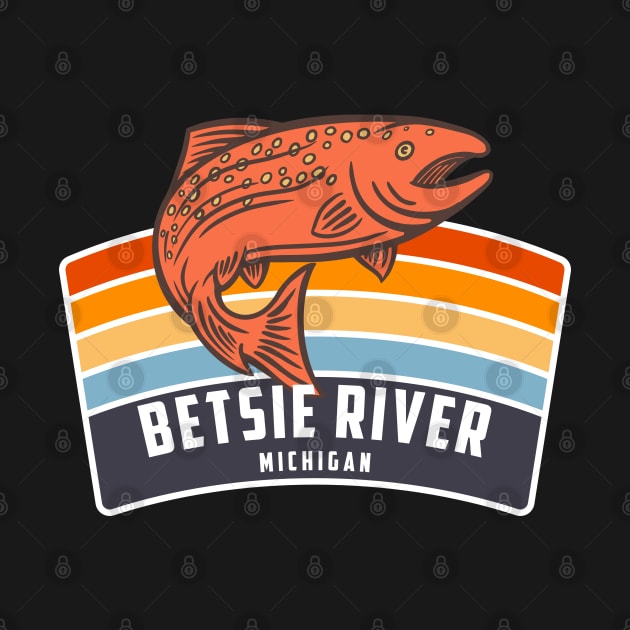 Betsie River Michigan Salmon Fishing Graphic by Eureka Shirts