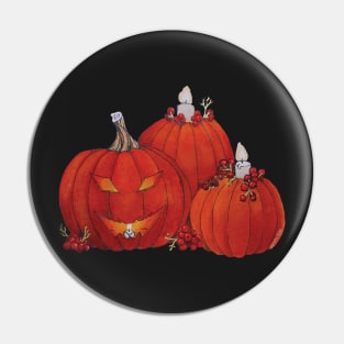 Watercolor Halloween Cheeky Glowing Pumpkins and Candles Pin