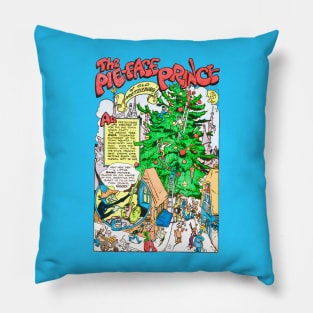 The Pie-Face Prince at Christmas time retro vintage comic book Pillow