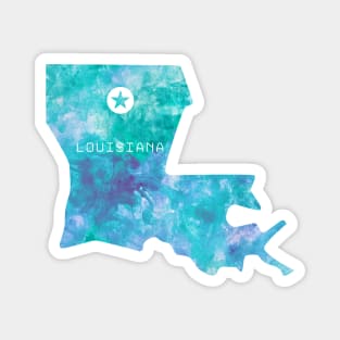 louisiana state map watercolor Baton Rouge Magnet