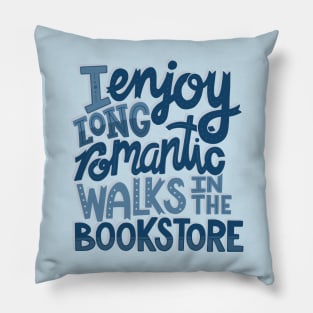 Bookstore Romance in Blue Pillow