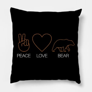 Peace - Love - Bear - Grizzly Bear Pillow