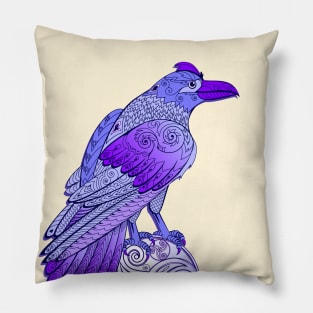 Magic blue crow Pillow