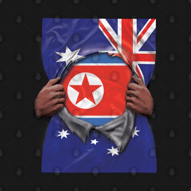 North Korea Flag Australian Flag Ripped - Gift for North Korean From North Korea by Country Flags