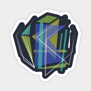 Blue green Geometric triangles art blue Magnet