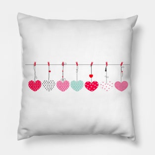 hanging love Valentine's retro hearts Pillow