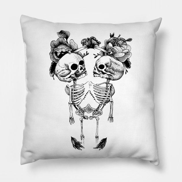 Skeleton Twins Pillow by LadyMorgan