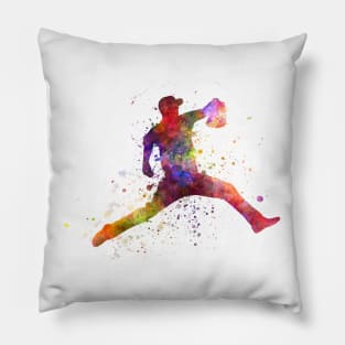 Baseball player in watercolor Pillow