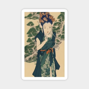 Forest elf, japanese ukiyo e art style Magnet