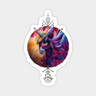 Wonderful colorful unicorn with flowers Magnet