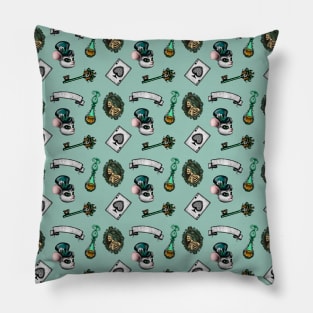 Mad Hatter Green Pattern Pillow