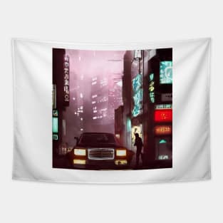 Tokyo Neon Cars Tapestry