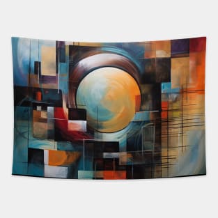 Minimalistic Geometric Patterns in an Abstract Oil Painting Tapestry