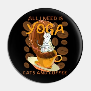 Kitty Coffee Meditating Cat Pin