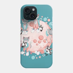 Cats, pandas and unicorns // pink and teal Phone Case