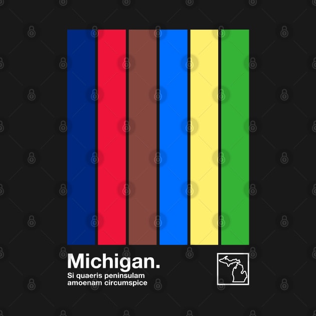 Michigan State Flag  // Original Minimalist Artwork Poster Design by DankFutura