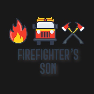 Proud Firefighters Son T Shirt with Firetruck Gift T-Shirt