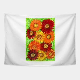 Background og gerbera flowers in red and yellow colours Tapestry